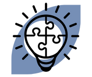 icon of lightbulb with puzzle pieces inside