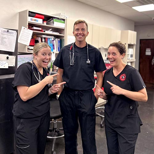 veterinary team posing and smiling at the clinic